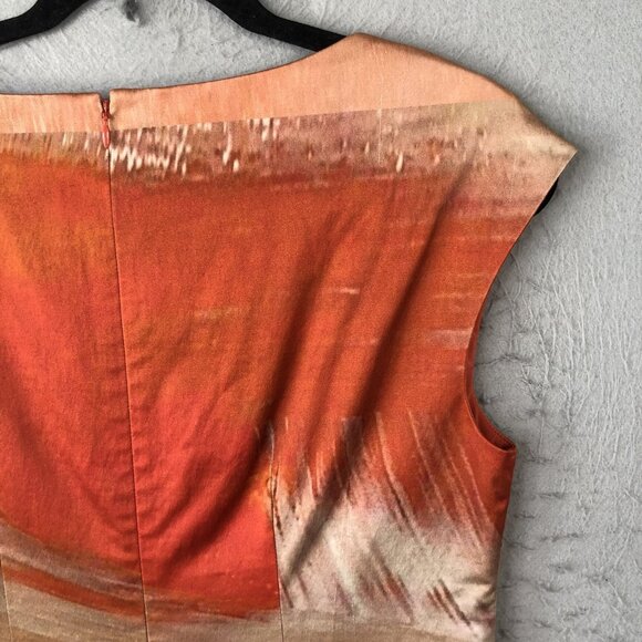 Lafayette 148 Dress Womens 8 Sheath Cap Sleeve Art Print Multicolor Pattern - Picture 10 of 16